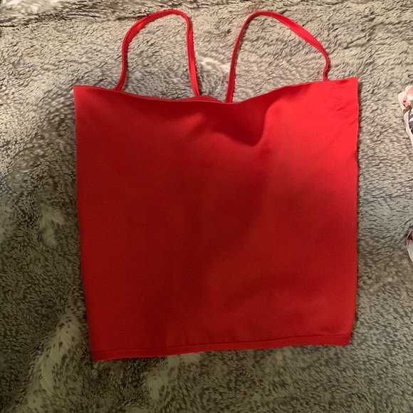 Red satin cowel neck top - Picture 3 of 6